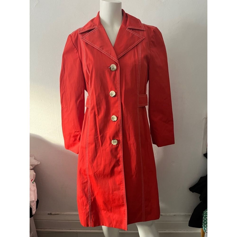 Michael Kors belted trench coat sz Med Orange Office Sophisticated Professional